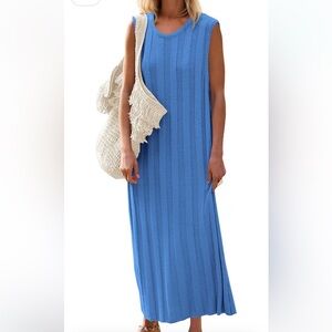 Amazon Blue Sleeveless Midi Dress